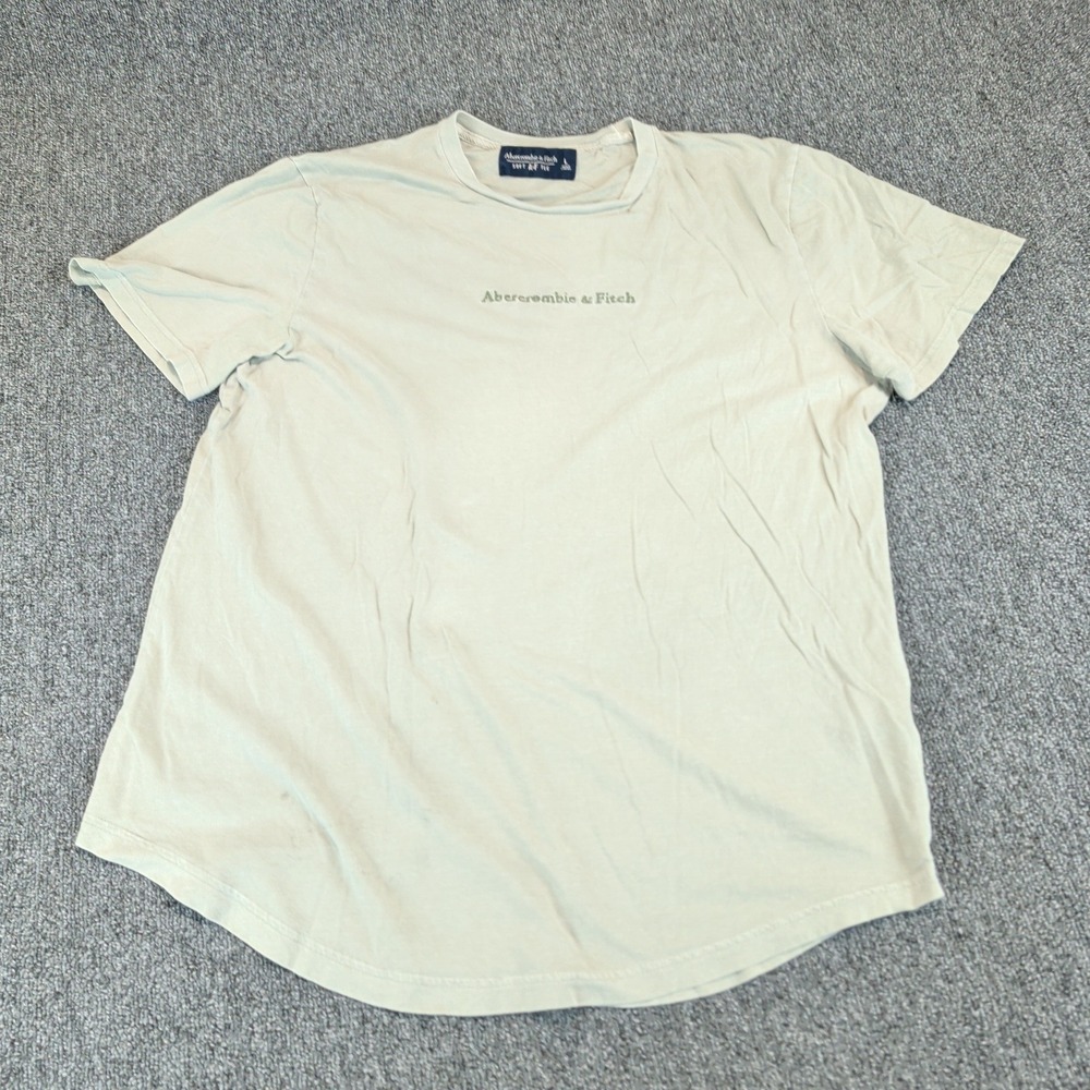 Abercrombie & Fitch Men T-Shirt Large Cotton Sage Green Logo Curved Hem Soft Tee — photo 2